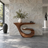 Modern Console Table with Continuous Ribbon Loop Base and Open Lower Shelf - Arboriswood - 11