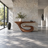 Modern Console Table with Continuous Ribbon Loop Base and Open Lower Shelf - Arboriswood - 3