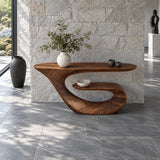 Modern Console Table with Continuous Ribbon Loop Base and Open Lower Shelf - Arboriswood - 5