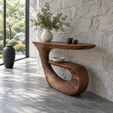 Modern Console Table with Continuous Ribbon Loop Base and Open Lower Shelf - Arboriswood - 6