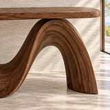 Modern Console Table with Flowing Wave Pedestal Base and Rounded-End Top - Arboriswood - 4