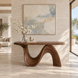 Modern Console Table with Flowing Wave Pedestal Base and Rounded-End Top - Arboriswood