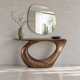 Modern Console Table with Looping Teardrop Pedestal and Tapered-Point Slab Top - Arboriswood - 10