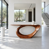 Modern Console Table with Looping Teardrop Pedestal and Tapered-Point Slab Top - Arboriswood - 12