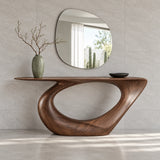 Modern Console Table with Looping Teardrop Pedestal and Tapered-Point Slab Top - Arboriswood - 2