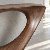 Modern Console Table with Looping Teardrop Pedestal and Tapered-Point Slab Top - Arboriswood - 4