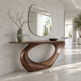 Modern Console Table with Looping Teardrop Pedestal and Tapered-Point Slab Top - Arboriswood - 7