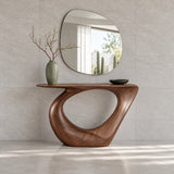 Modern Console Table with Looping Teardrop Pedestal and Tapered-Point Slab Top - Arboriswood - 8