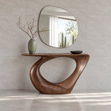 Modern Console Table with Looping Teardrop Pedestal and Tapered-Point Slab Top - Arboriswood - 9
