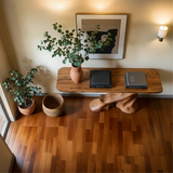 Modern Entryway Console Table Sculptural Base Natural Solid Wood Design - Arboriswood - 5