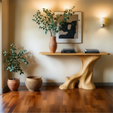 Modern Entryway Console Table Sculptural Base Natural Solid Wood Design - Arboriswood - 7