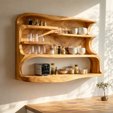 Modern Kitchen Display Shelving in Natural Wood with Curved Open Storage Design - Arboriswood - 6