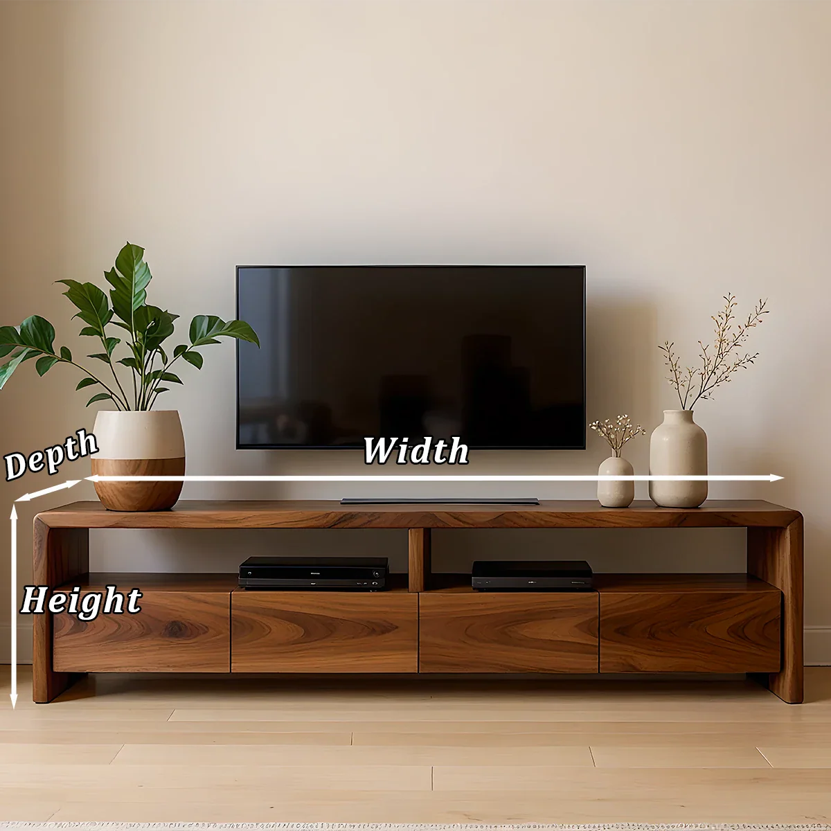 Modern Minimalist Low Profile TV Stand Solid Wood Media Console - ArborisWood - 11