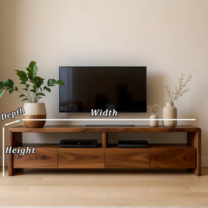 Modern Minimalist Low Profile TV Stand Solid Wood Media Console - ArborisWood - 11