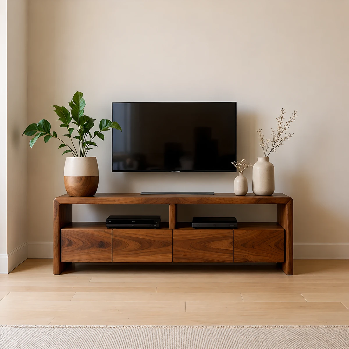 Modern Minimalist Low Profile TV Stand Solid Wood Media Console - ArborisWood - 13