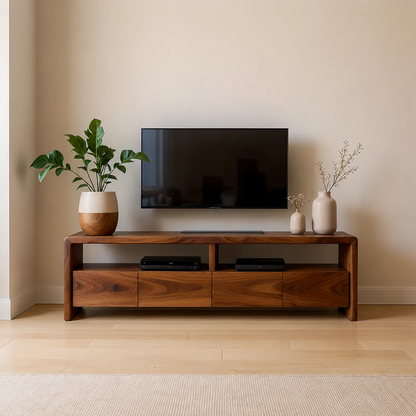Modern Minimalist Low Profile TV Stand Solid Wood Media Console - ArborisWood - 14