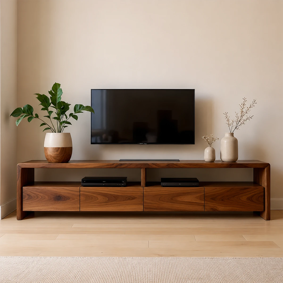 Modern Minimalist Low Profile TV Stand Solid Wood Media Console - ArborisWood - 15
