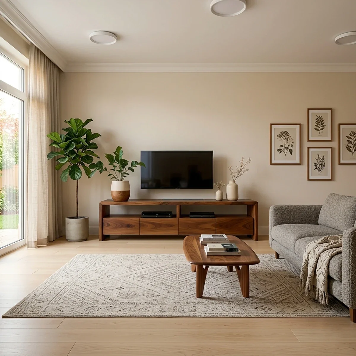 Modern Minimalist Low Profile TV Stand Solid Wood Media Console - ArborisWood - 2