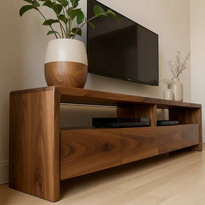 Modern Minimalist Low Profile TV Stand Solid Wood Media Console - ArborisWood - 4
