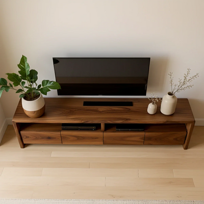 Modern Minimalist Low Profile TV Stand Solid Wood Media Console - ArborisWood - 5