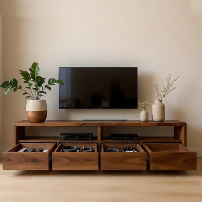 Modern Minimalist Low Profile TV Stand Solid Wood Media Console - ArborisWood - 6