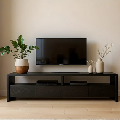 Modern Minimalist Low Profile TV Stand Solid Wood Media Console - ArborisWood - 9