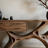 Modern Natural Wood Console Table with Drawers and Sculptural Base Design - Arboriswood - 3