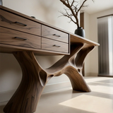 Modern Natural Wood Console Table with Drawers and Sculptural Base Design - Arboriswood - 4