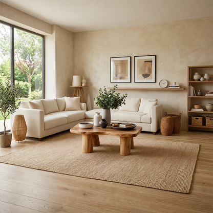 Modern Organic Coffee Table Natural Solid Wood Pillar Leg Design - ArborisWood - 10