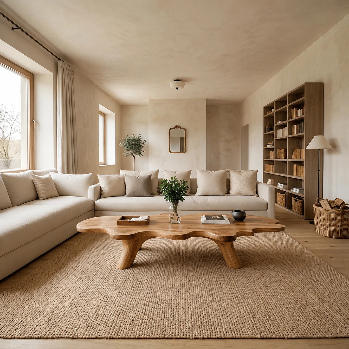 Modern Sculptural Coffee Table Natural Solid Wood Freeform Design - ArborisWood - 12