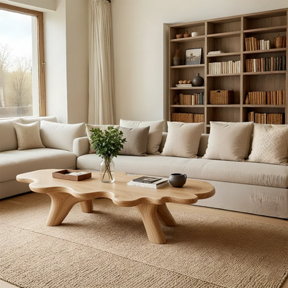 Modern Sculptural Coffee Table Natural Solid Wood Freeform Design - ArborisWood - 6