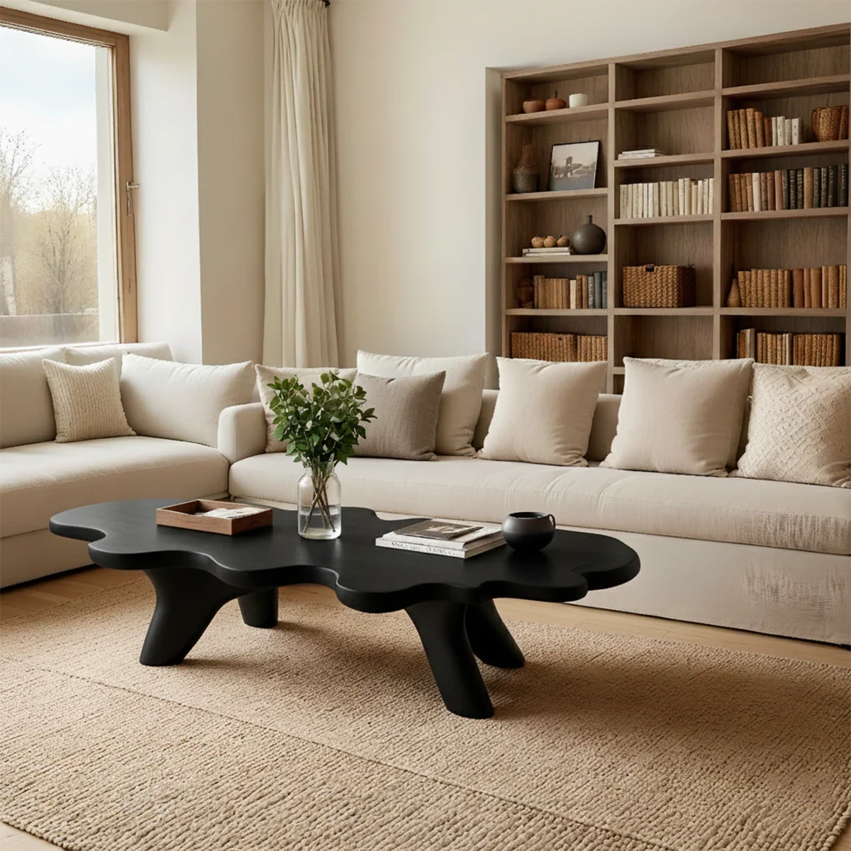 Modern Sculptural Coffee Table Natural Solid Wood Freeform Design - ArborisWood - 7