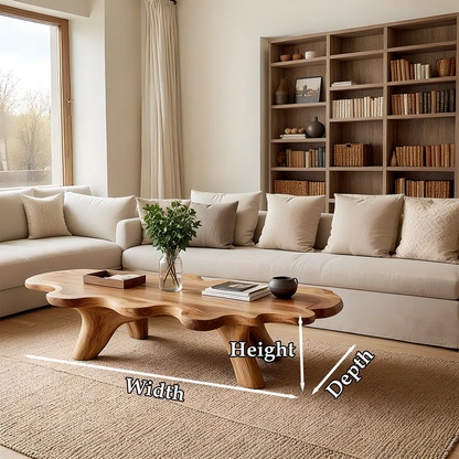 Modern Sculptural Coffee Table Natural Solid Wood Freeform Design - ArborisWood - 9