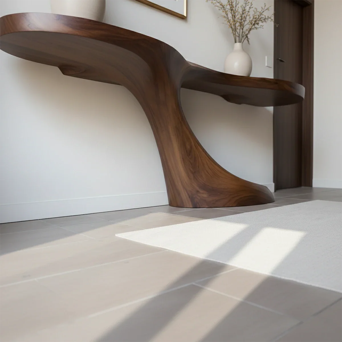 Modern Sculptural Console Table in Natural Solid Wood for Entryway - ArborisWood - 5