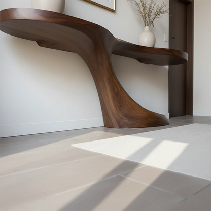 Modern Sculptural Console Table in Natural Solid Wood for Entryway - ArborisWood - 5