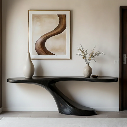 Modern Sculptural Console Table in Natural Solid Wood for Entryway - ArborisWood - 9