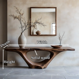 Modern Sculptural Console Table Natural Solid Wood Entryway Hollow Base - ArborisWood - 10