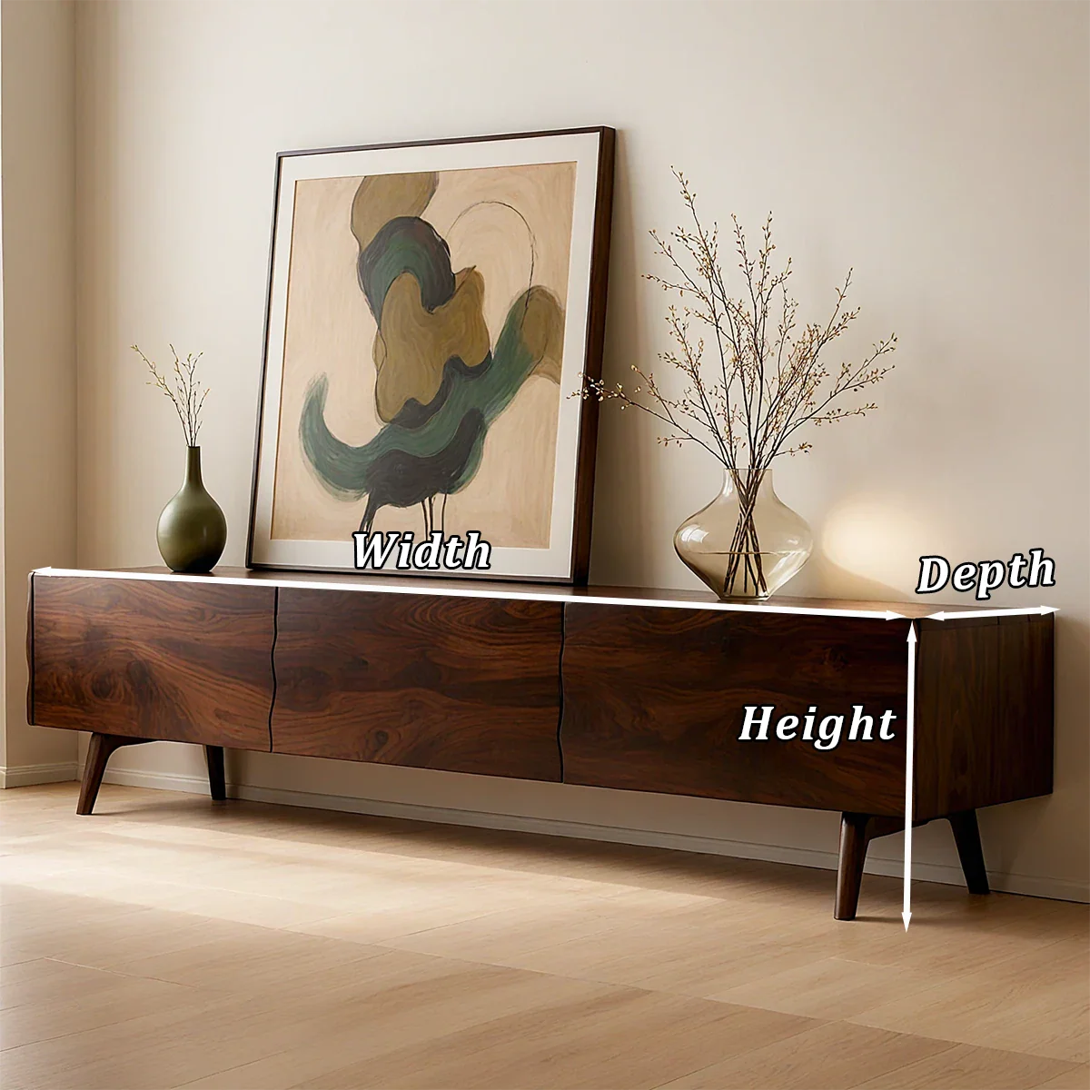 Modern Sculptural TV Stand Solid Wood Media Console Storage Unit - ArborisWood - 11