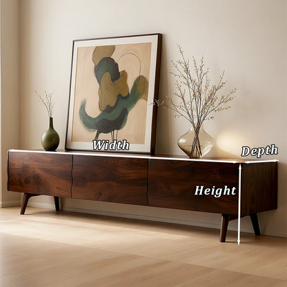 Modern Sculptural TV Stand Solid Wood Media Console Storage Unit - ArborisWood - 11