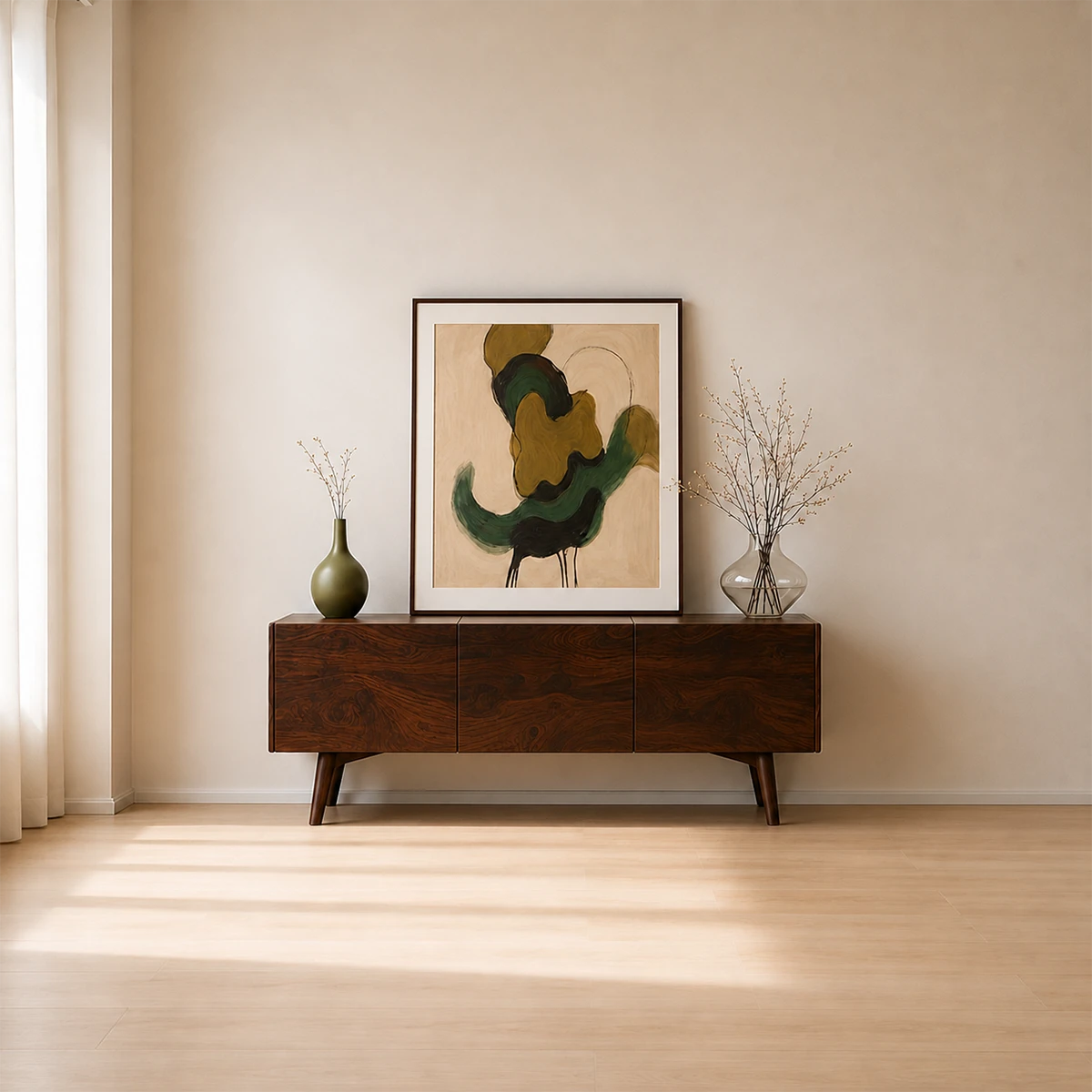 Modern Sculptural TV Stand Solid Wood Media Console Storage Unit - ArborisWood - 12