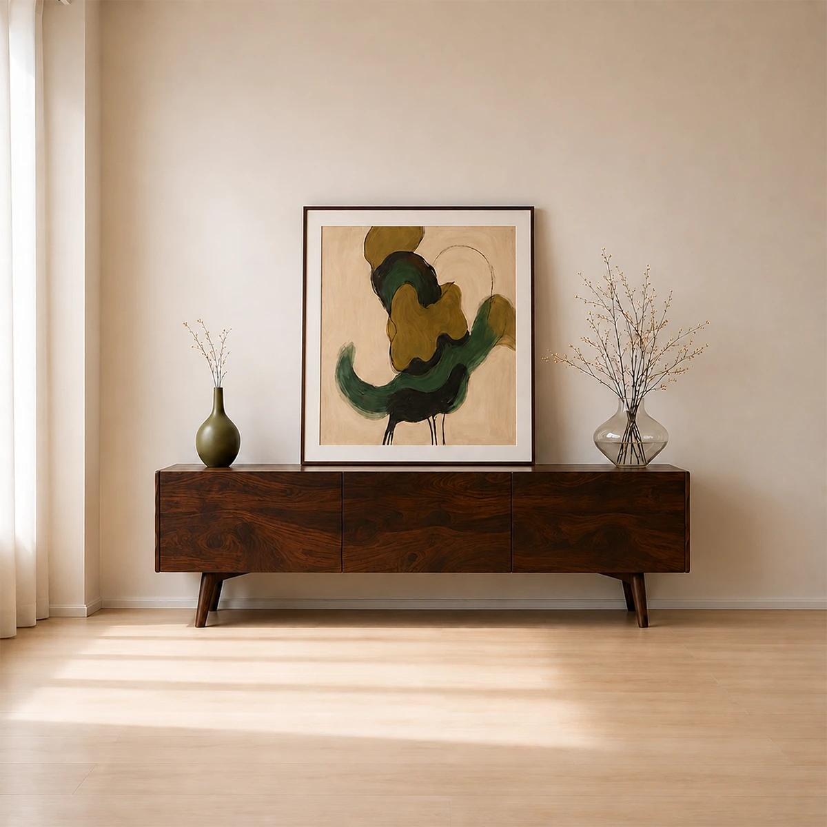 Modern Sculptural TV Stand Solid Wood Media Console Storage Unit - ArborisWood - 13