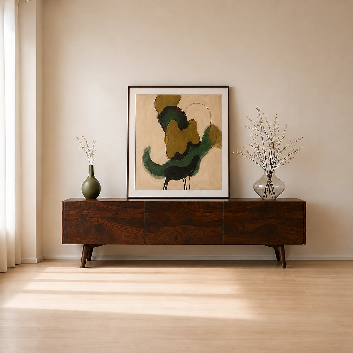 Modern Sculptural TV Stand Solid Wood Media Console Storage Unit - ArborisWood - 14
