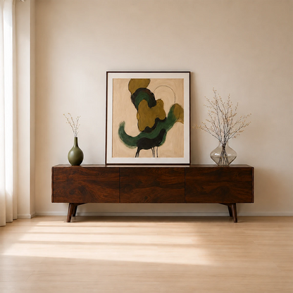 Modern Sculptural TV Stand Solid Wood Media Console Storage Unit - ArborisWood - 14