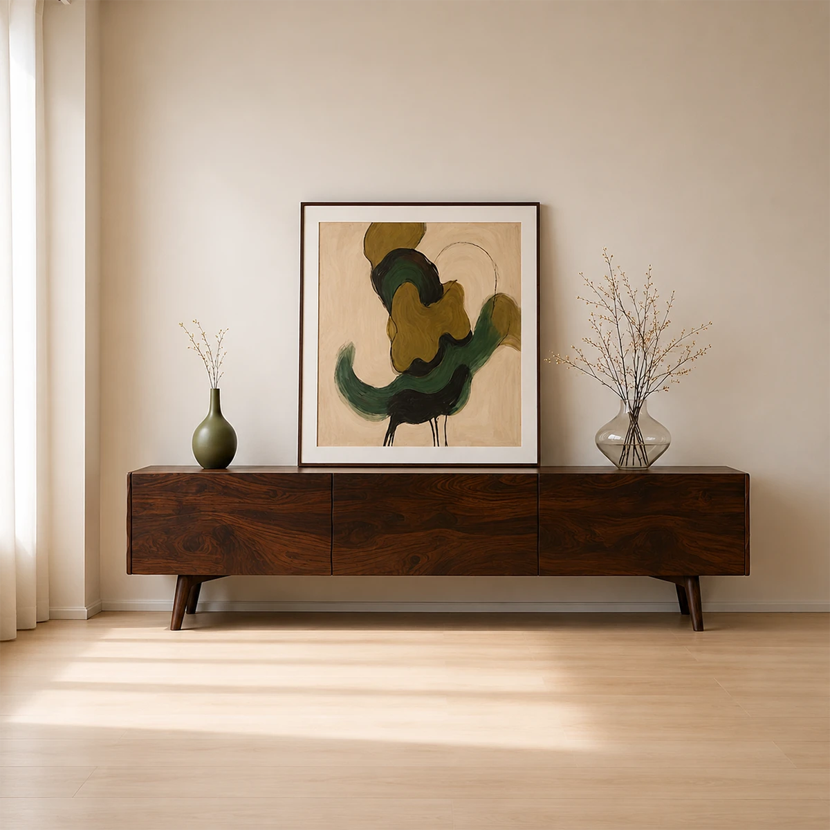 Modern Sculptural TV Stand Solid Wood Media Console Storage Unit - ArborisWood - 15