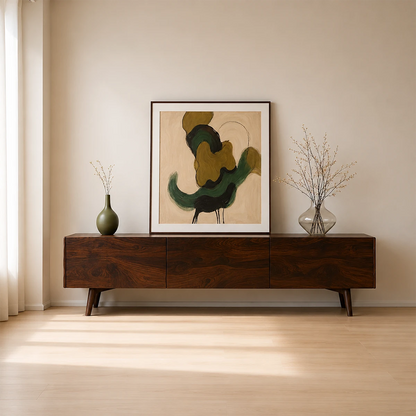 Modern Sculptural TV Stand Solid Wood Media Console Storage Unit - ArborisWood - 15