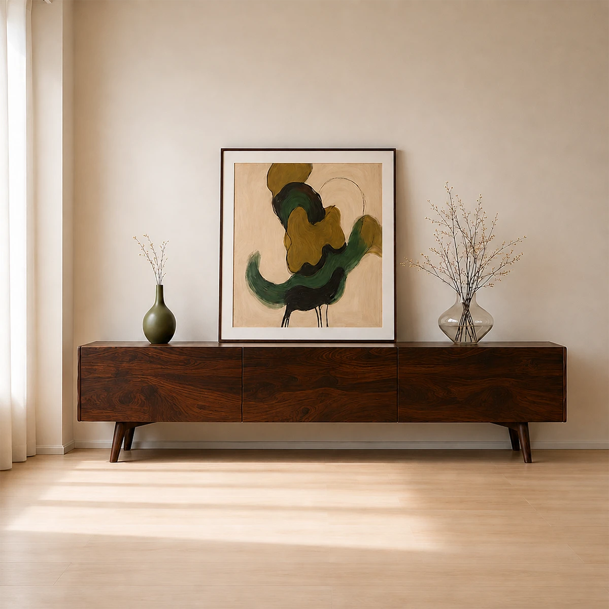 Modern Sculptural TV Stand Solid Wood Media Console Storage Unit - ArborisWood - 16