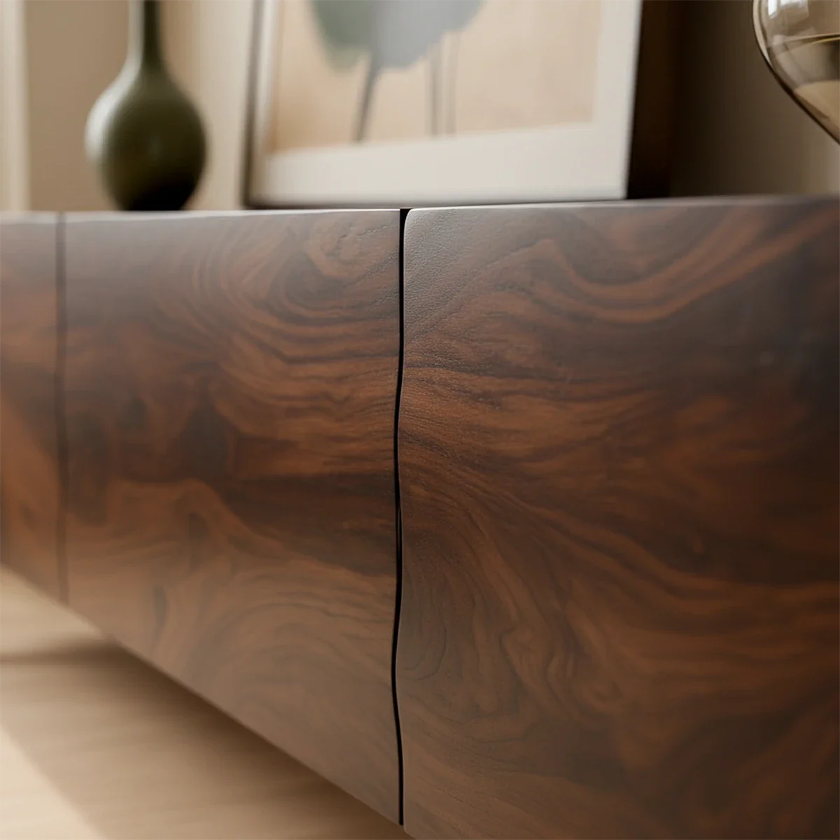 Modern Sculptural TV Stand Solid Wood Media Console Storage Unit - ArborisWood - 3