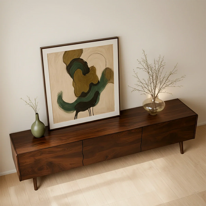 Modern Sculptural TV Stand Solid Wood Media Console Storage Unit - ArborisWood - 5