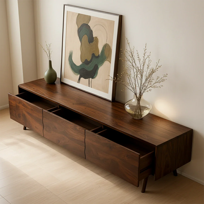 Modern Sculptural TV Stand Solid Wood Media Console Storage Unit - ArborisWood - 6