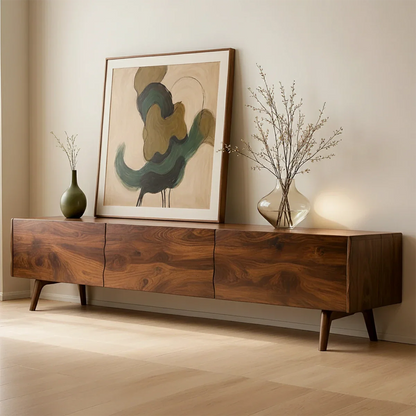 Modern Sculptural TV Stand Solid Wood Media Console Storage Unit - ArborisWood - 7